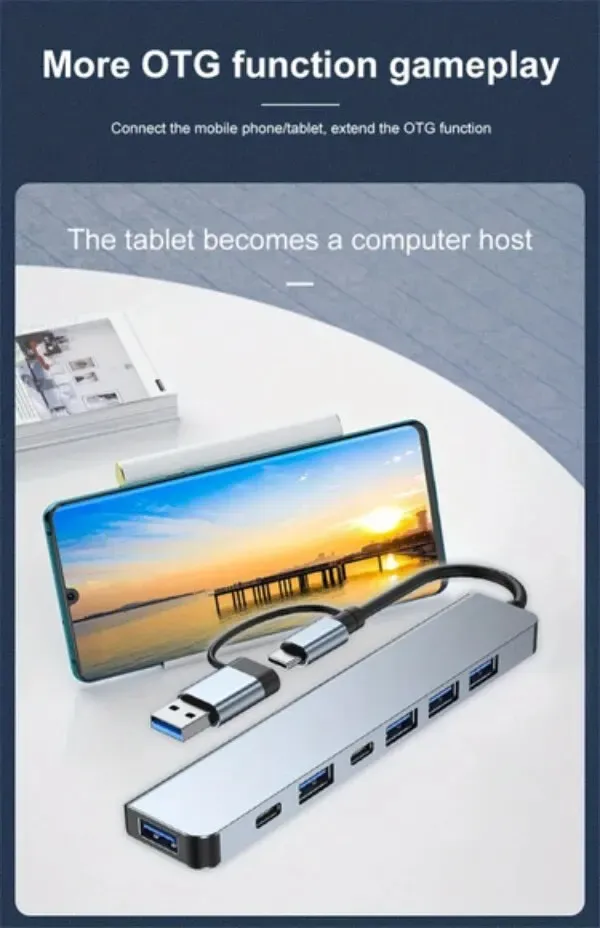 Hub USB 3.0 7 en 1 vu de face