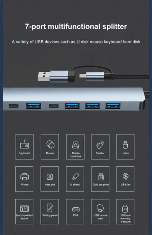Hub USB 3.0 connecté à un ordinateur portable