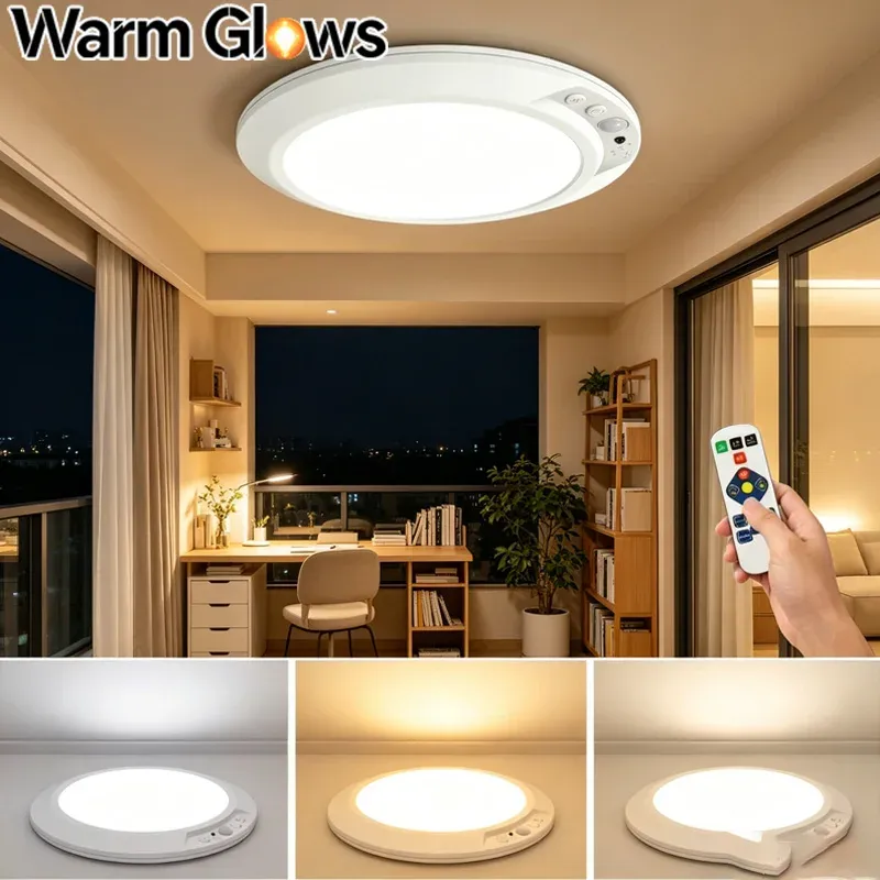 Plafonnier LED sans fil à détecteur de mouvement, rechargeable par USB-C, magnétique, avec télécommande, pour cuisine et vestiaire