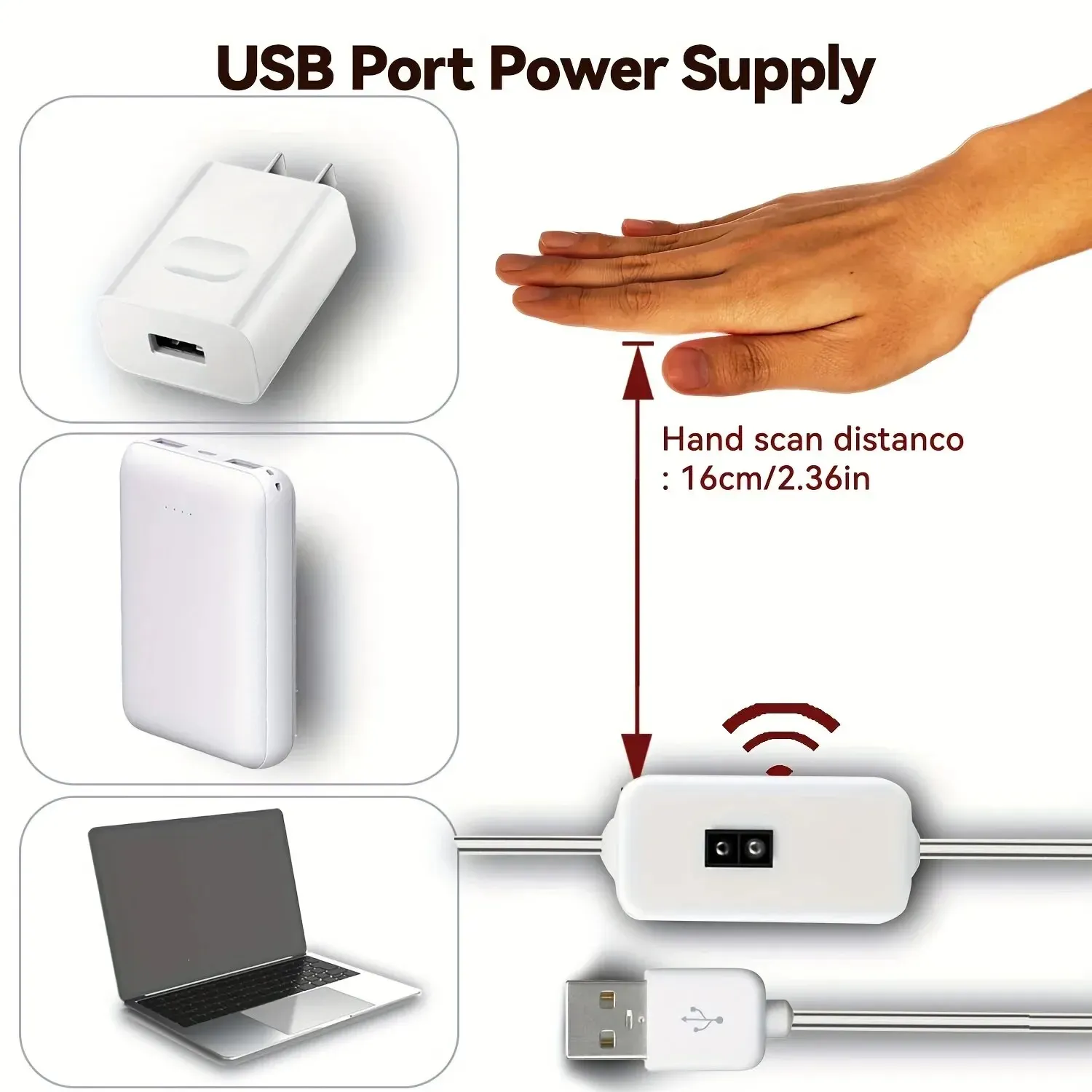 Bande lumineuse LED avec capteur de mouvement USB, 1 m, 5 V CC 2