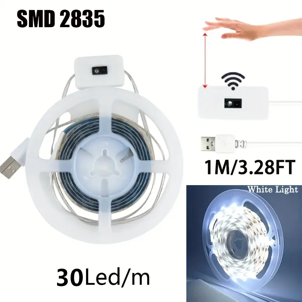Bande lumineuse LED avec capteur de mouvement USB, 1 m, 5 V CC 7