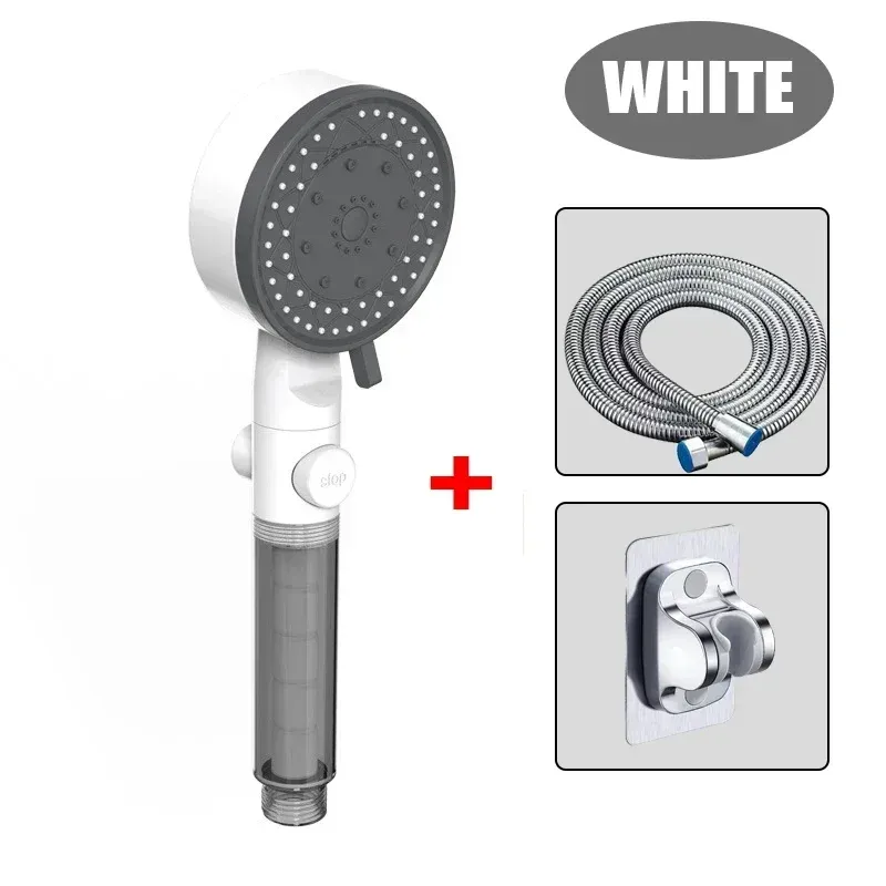 Pommeau de douche filtrant haute pression à 10 modes, avec fonction d'arrêt à une touche et buse portable 9