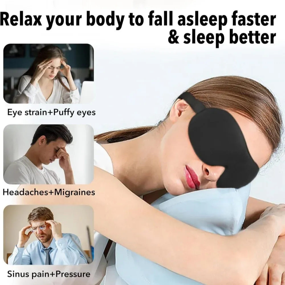 Masque de sommeil 3D en mousse à mémoire de forme, léger et doux, pour dormir et voyager 4