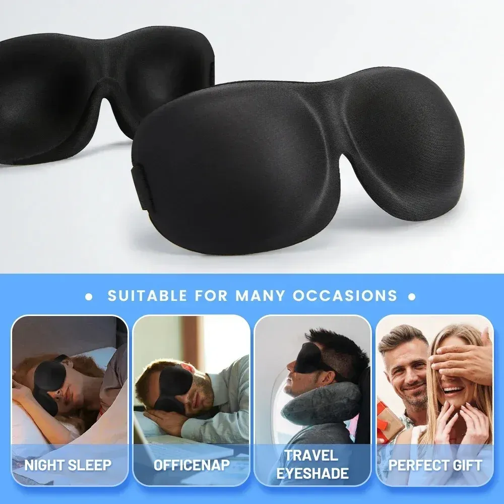 Masque de sommeil 3D en mousse à mémoire de forme, léger et doux, pour dormir et voyager 6