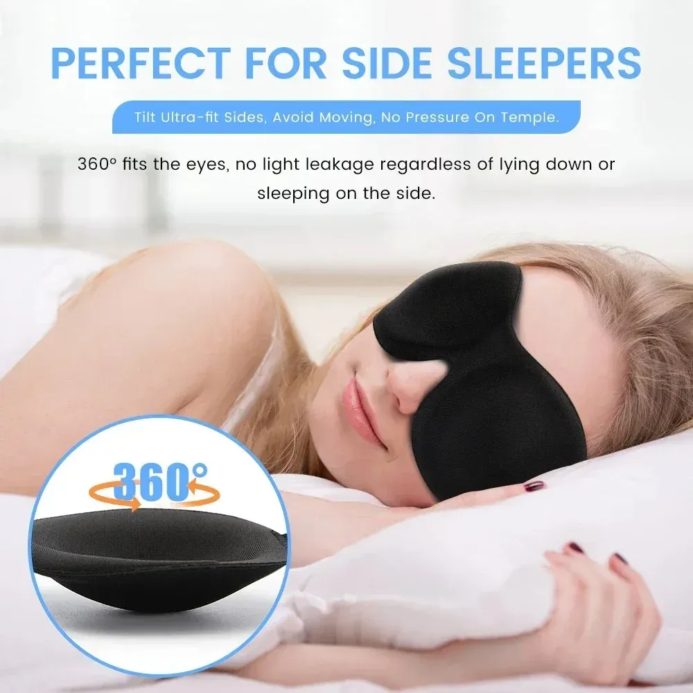 Masque de sommeil 3D porté, détail du confort