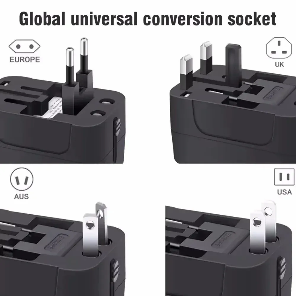 Adaptateur de voyage universel, ports USB