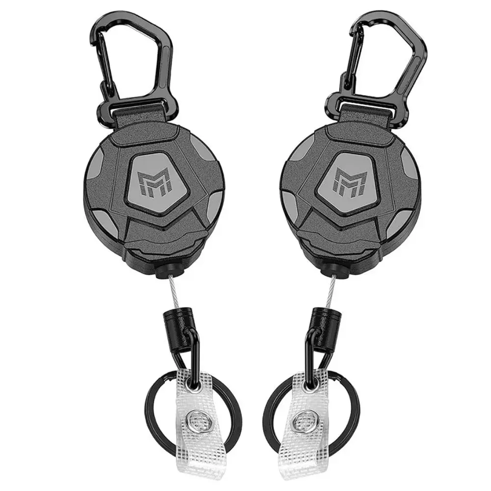 Porte-clés rétractable en acier, 31,5 pouces, avec porte-badge antivol et mousqueton à enrouleur 1