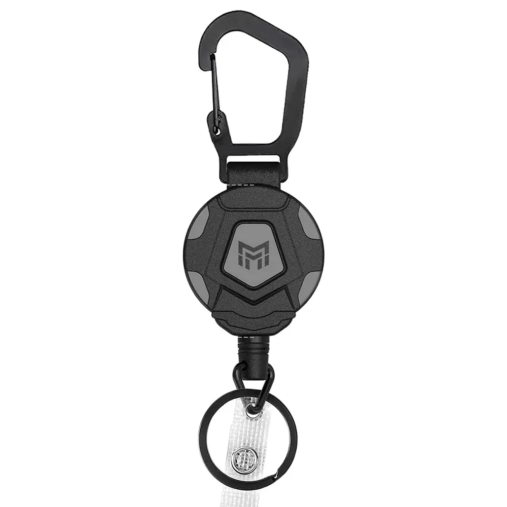 Porte-clés rétractable en acier, 31,5 pouces, avec porte-badge antivol et mousqueton à enrouleur 7