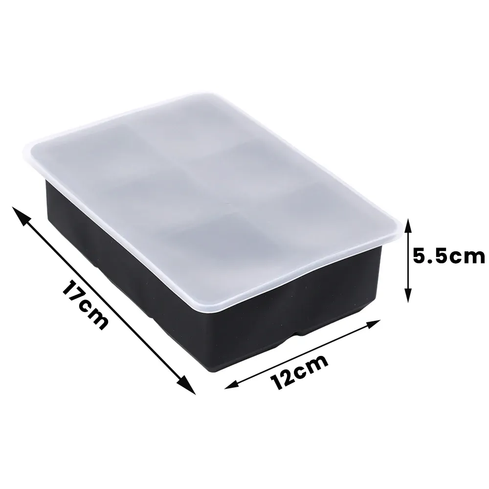 Bac à glaçons en silicone de qualité alimentaire, grand format, moule carré pour blocs de glace, 4, 6 ou 8 cavités, idéal pour bars et cocktails 7