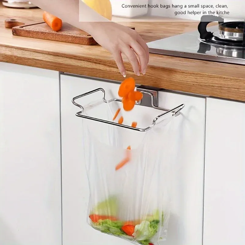 Poubelle rectangulaire en acier inoxydable à montage sur porte d'armoire pour cuisine, sans électricité 3