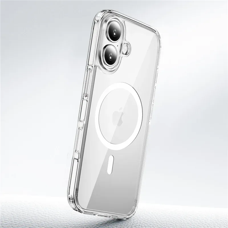 Étui magnétique transparent pour iPhone 17 Air, 17 Pro et 17 Pro Max, compatible charge sans fil, coque rigide antichoc 3