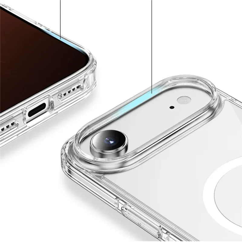 Étui magnétique transparent pour iPhone 17 Air, 17 Pro et 17 Pro Max, compatible charge sans fil, coque rigide antichoc 2