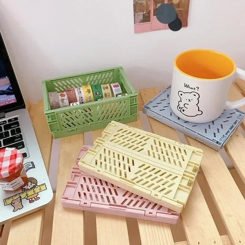 Paniers de rangement pliables en 6 coloris, organisateur de bureau pour étudiants et papeterie 6