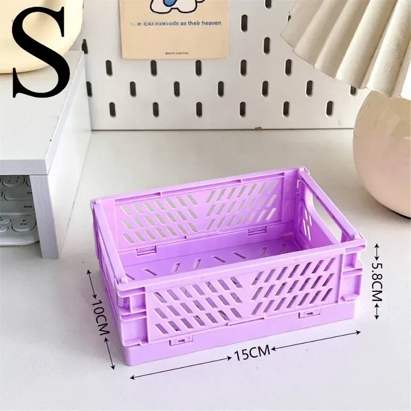 Paniers de rangement pliables en 6 coloris, organisateur de bureau pour étudiants et papeterie 7