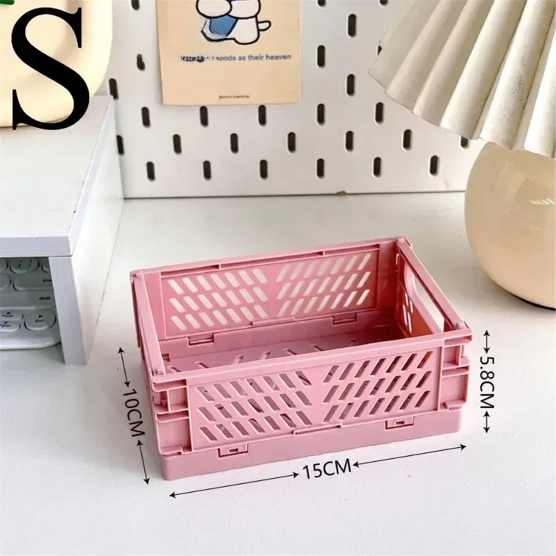 Paniers de rangement pliables en 6 coloris, organisateur de bureau pour étudiants et papeterie 16