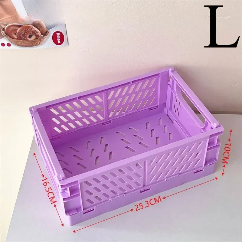 Paniers de rangement pliables en 6 coloris, organisateur de bureau pour étudiants et papeterie 11