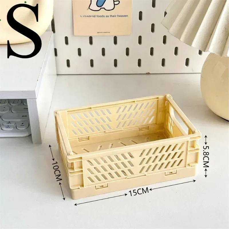Paniers de rangement pliables en 6 coloris, organisateur de bureau pour étudiants et papeterie 10