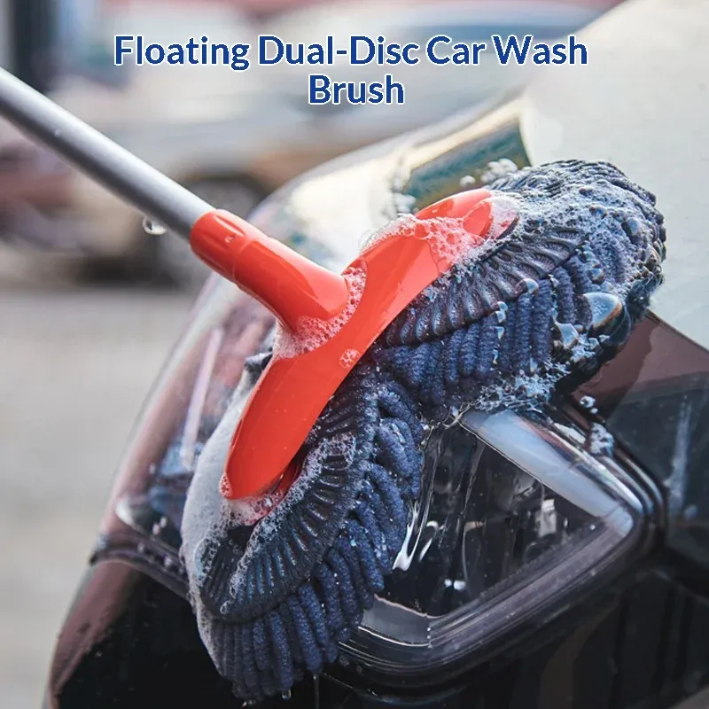 Brosse de lavage pour voiture à manche télescopique, tige courbée et tête inclinée, poils doux 3
