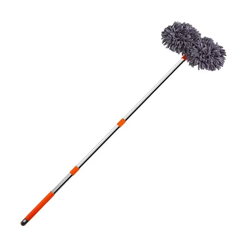 Brosse de lavage pour voiture à manche télescopique, tige courbée et tête inclinée, poils doux 7