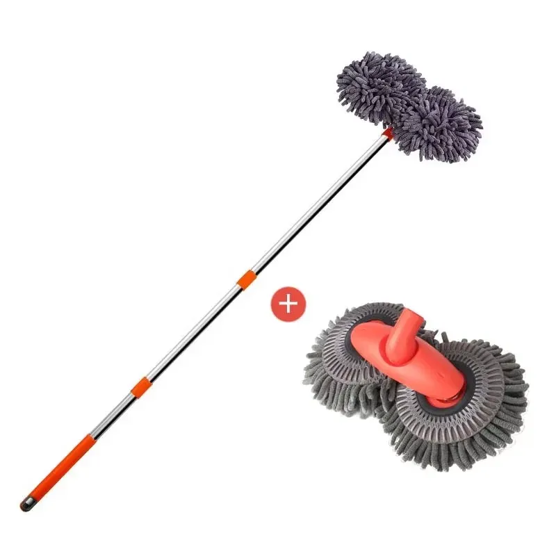 Brosse de lavage pour voiture à manche télescopique, tige courbée et tête inclinée, poils doux 8