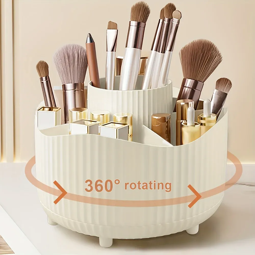 Organisateur rotatif de maquillage avec support à pinceaux 7