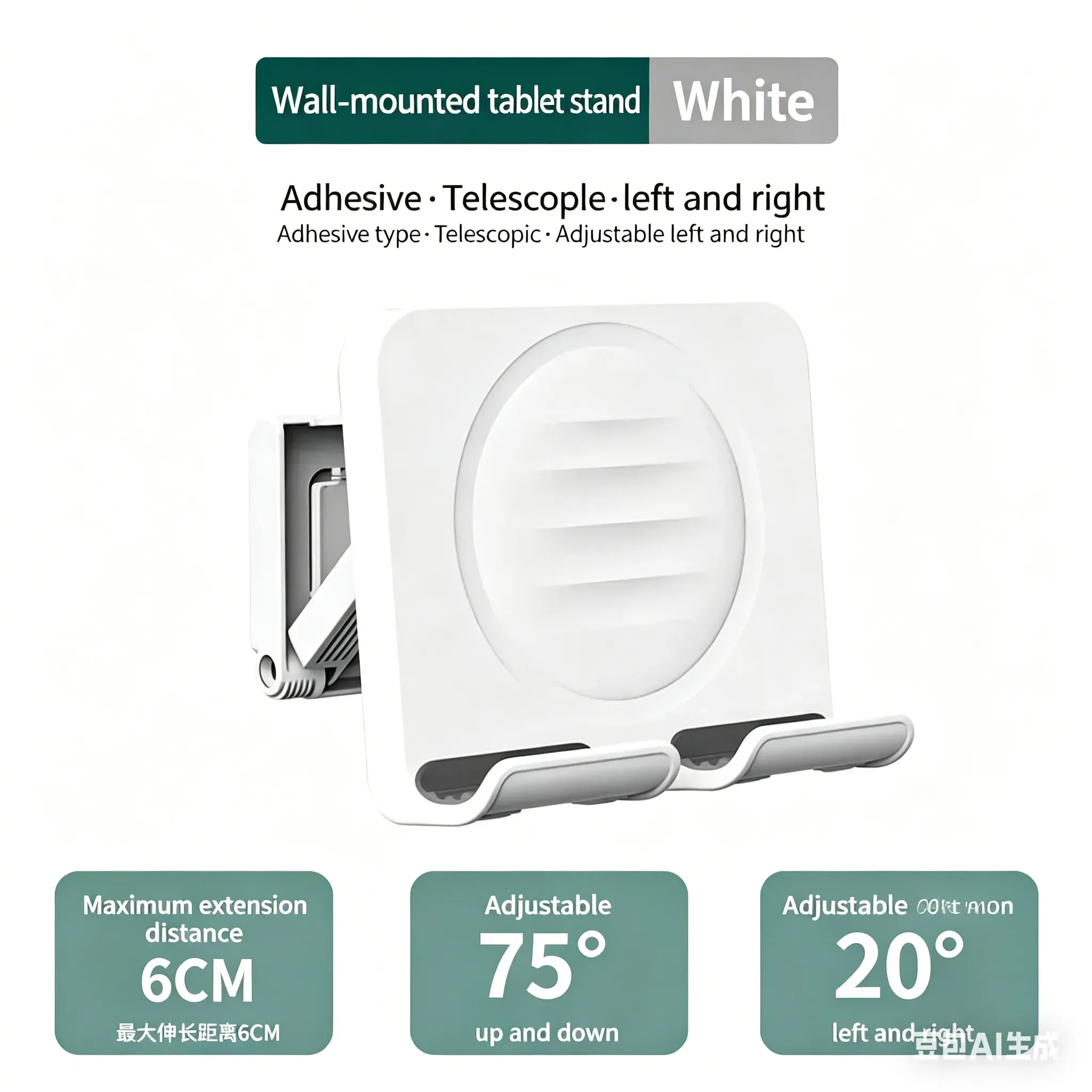 Support mural réglable auto-adhésif pour téléphone portable, pour douche, mains libres 4