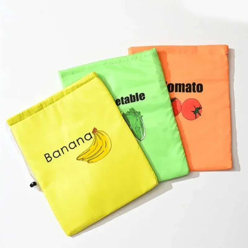 Sacs réutilisables à cordon pour fruits et légumes : rangement écologique pour aliments frais et organisation du réfrigérateur 7