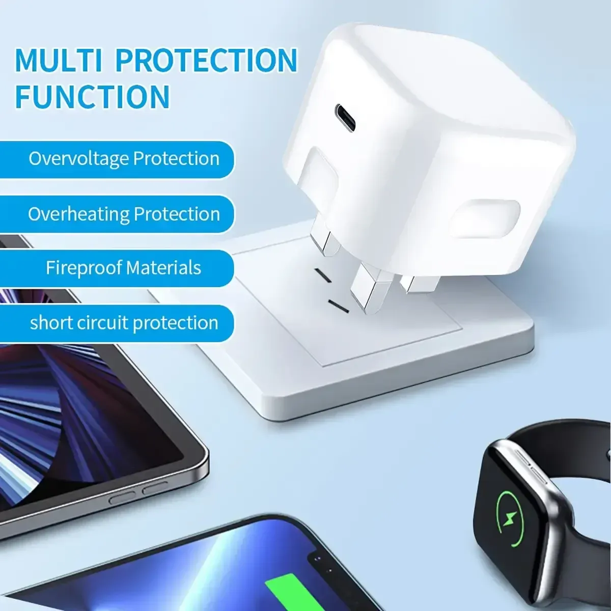 Adaptateur secteur USB-C 25 W à charge rapide PD, prise britannique, compatible iPhone 15, 14 et 13 Pro 8