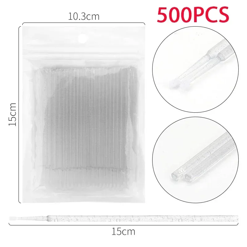 Brosse de nettoyage pour cils, lot de 500 ou 1000 pièces, outil de maquillage coloré, brosse en cristal micro pour cils 17