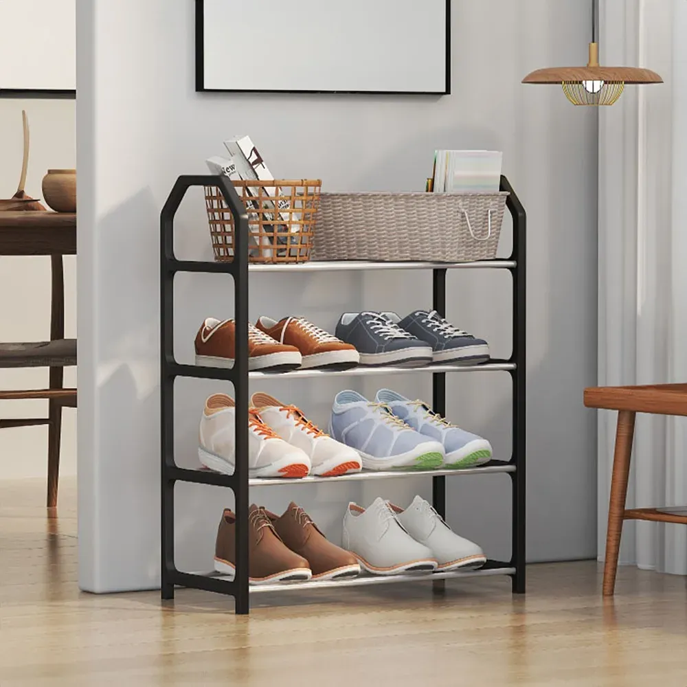 Étagère à chaussures simple et peu encombrante, facile à installer, étagère à chaussures amovible, armoire à chaussures 4 niveaux, accessoires pour dortoir 2
