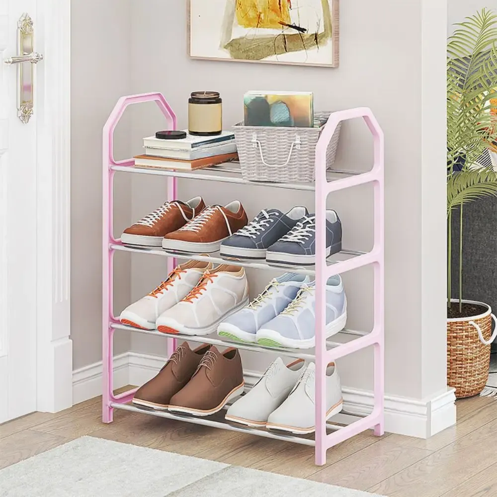 Étagère à chaussures simple et peu encombrante, facile à installer, étagère à chaussures amovible, armoire à chaussures 4 niveaux, accessoires pour dortoir - Image 1