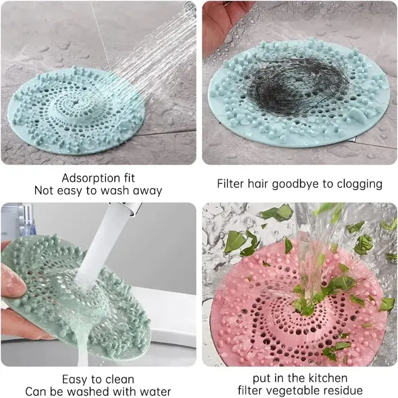 Filtre de sol en silicone pour évier et drain, attrape-cheveux, accessoire de cuisine et salle de bain, pour douche domestique 2