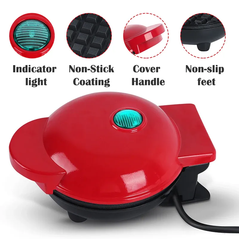 Mini gaufrier électrique antiadhésif 110V/220V pour desserts et œufs frits, idéal pour la cuisine domestique 3