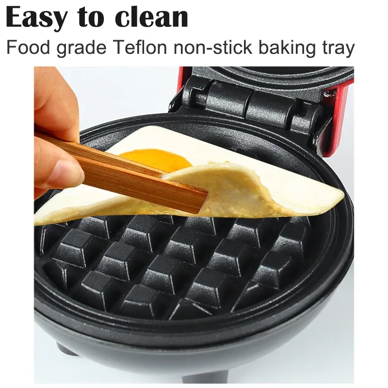 Mini gaufrier électrique antiadhésif 110V/220V pour desserts et œufs frits, idéal pour la cuisine domestique 4