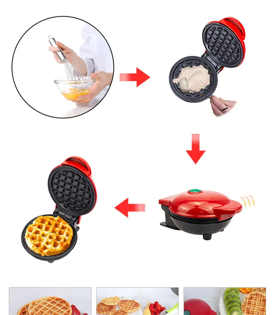 Mini gaufrier électrique antiadhésif vue d'ensemble