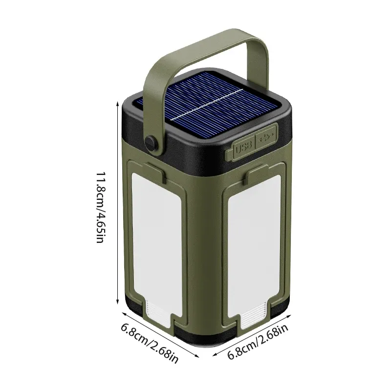 Lampe solaire d'extérieur rechargeable USB-C, lampe torche portable, batterie externe, lampe LED suspendue pour le camping, la randonnée et la pêche 6