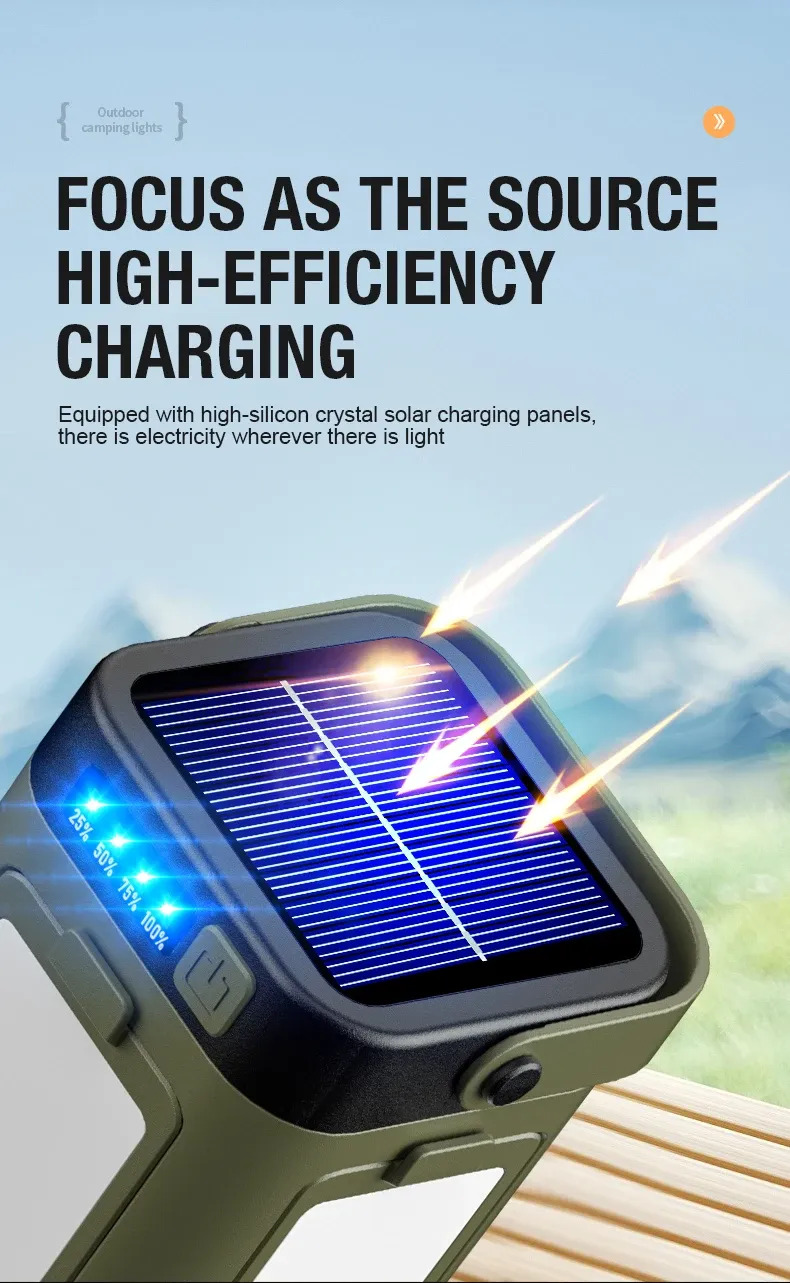 Lampe solaire suspendue, mise en scène extérieure