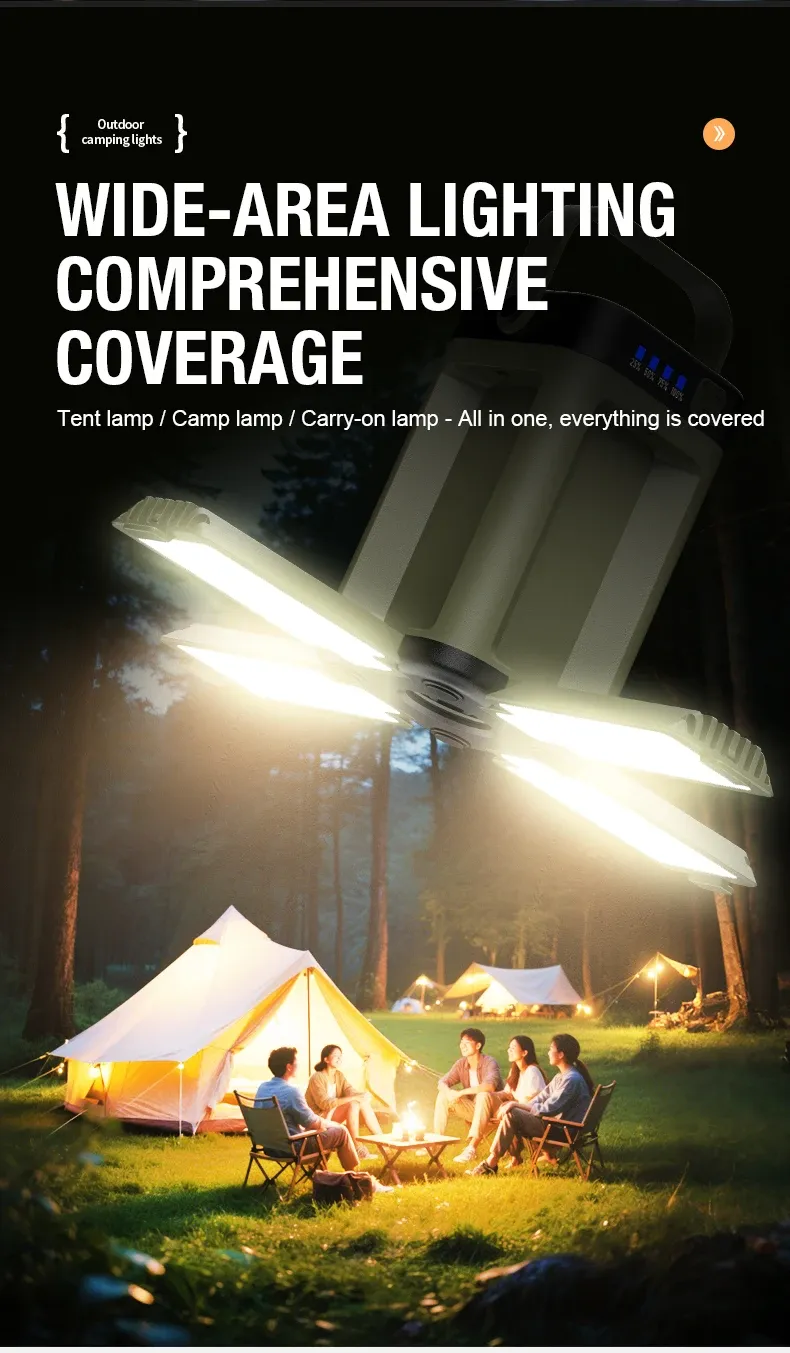Lampe suspendue pour camping en ambiance nocturne