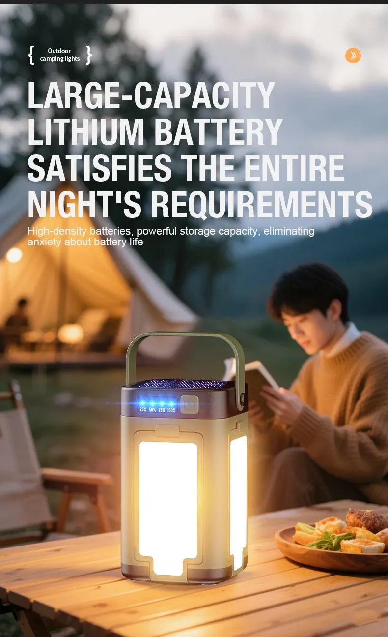 Lampe d'extérieur rechargeable, usage en camping