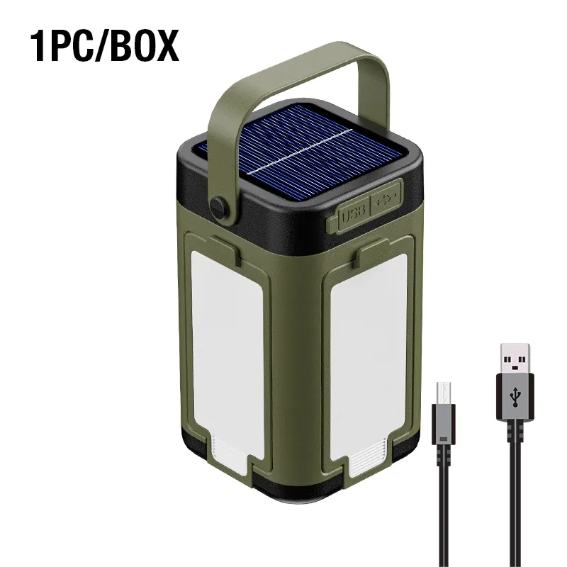 Lampe solaire d'extérieur rechargeable USB-C, lampe torche portable, batterie externe, lampe LED suspendue pour le camping, la randonnée et la pêche 7