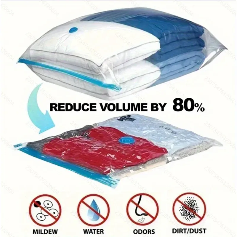 Sacs de rangement sous vide pour vêtements et couettes, robustes avec pompe à main, gain de place, hermétiques, réutilisables, idéaux pour le voyage, lot de 2, 3 et 7 pièces 5