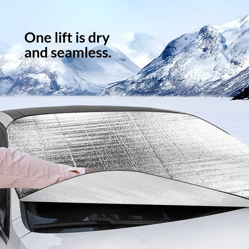 Couverture anti-neige pour pare-brise de voiture en film d'aluminium PE, protection contre le gel et la glace hivernale, anti-UV et anti-poussière