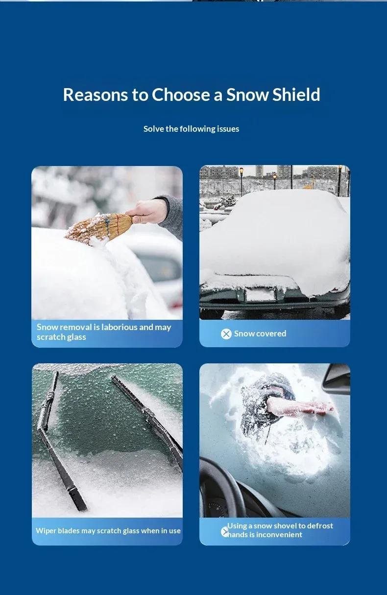 Housse anti-neige pour pare-brise de voiture, détail