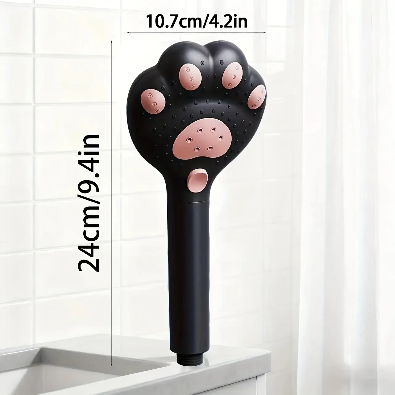 Pommeau de douche haute pression en forme de patte de chat, 3 modes de jet réglables, économiseur d'eau 6