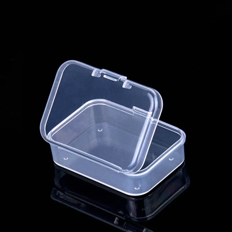 Mini boîtes de rangement rectangulaires en plastique givré translucide, étui à bijoux et organisateur 4