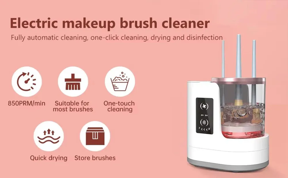 Nettoyeur de pinceaux de maquillage, en situation