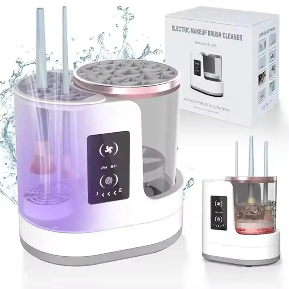 Nettoyeur électrique 3 en 1 pour pinceaux de maquillage avec sécheur, support et fonction portable - Nettoyeur automatique USB pour pinceaux cosmétiques 7