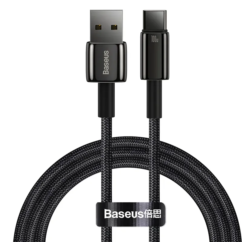Câble USB-C Baseus 100 W à charge rapide, compatible Samsung, Huawei, Realme, OnePlus et Poco 7