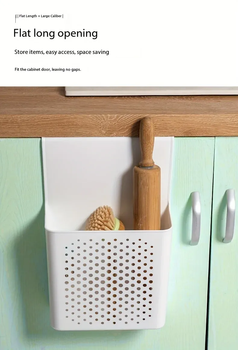 Détail du crochet de suspension et des paniers de rangement