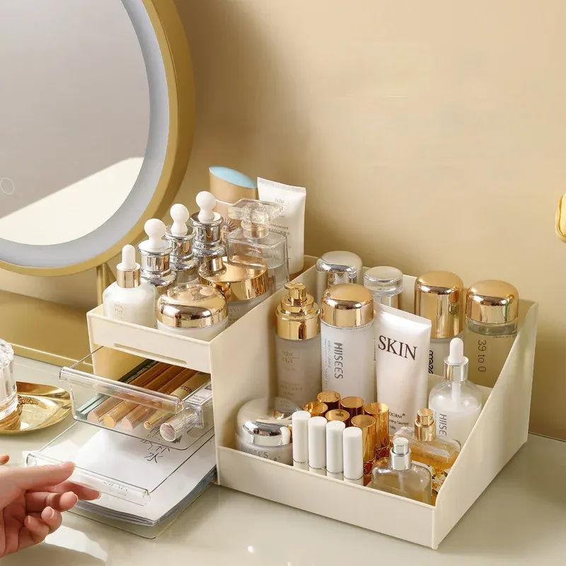 Organisateur cosmétique, étagère de bureau pour dortoir, rangement à tiroir pour chambre, vitrine cosmétique 3